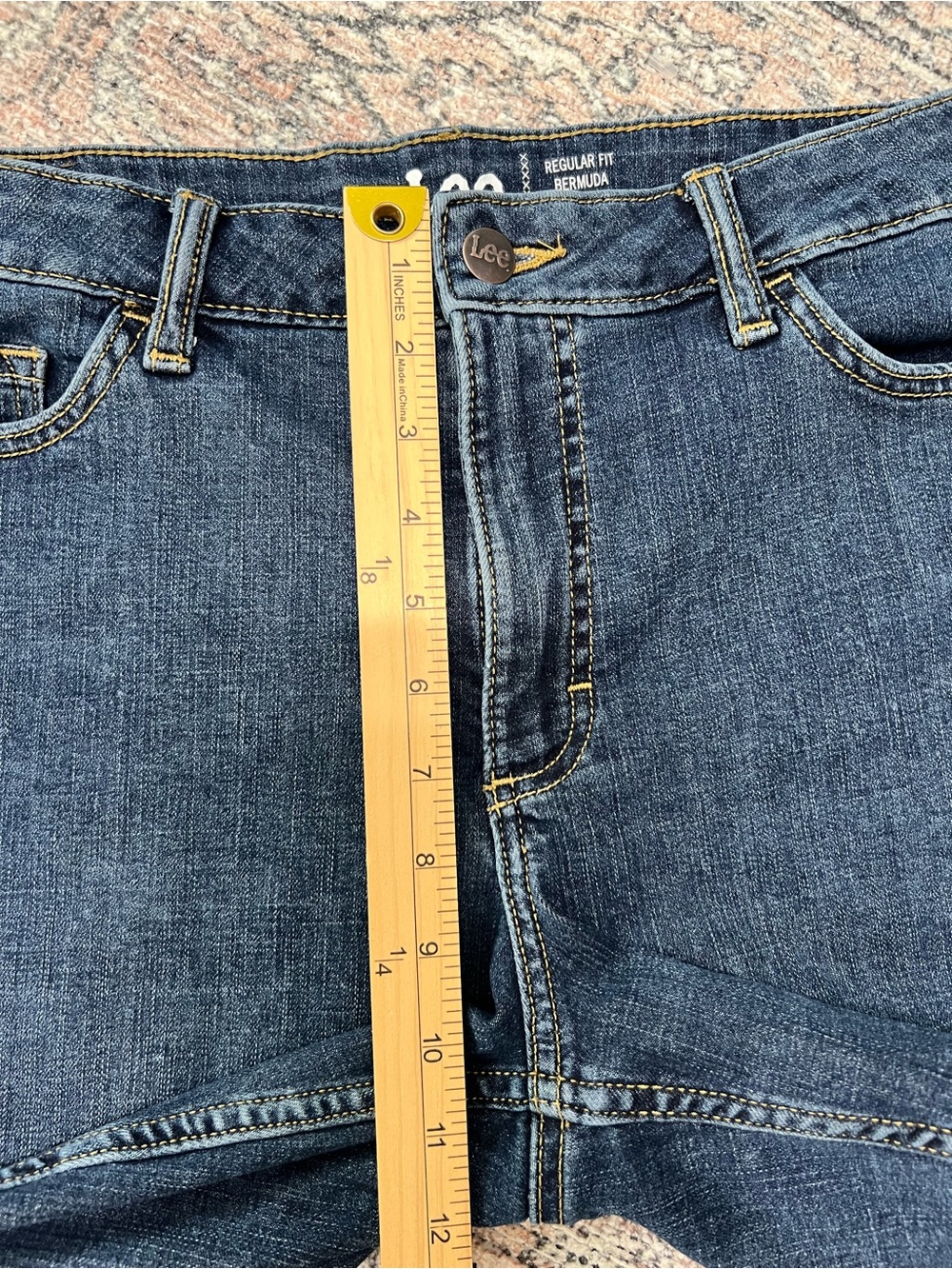 Lee Mid Rise Bermuda Jean Shorts Regular Fit Women's Size 14 Stretch - Picture 8 of 12